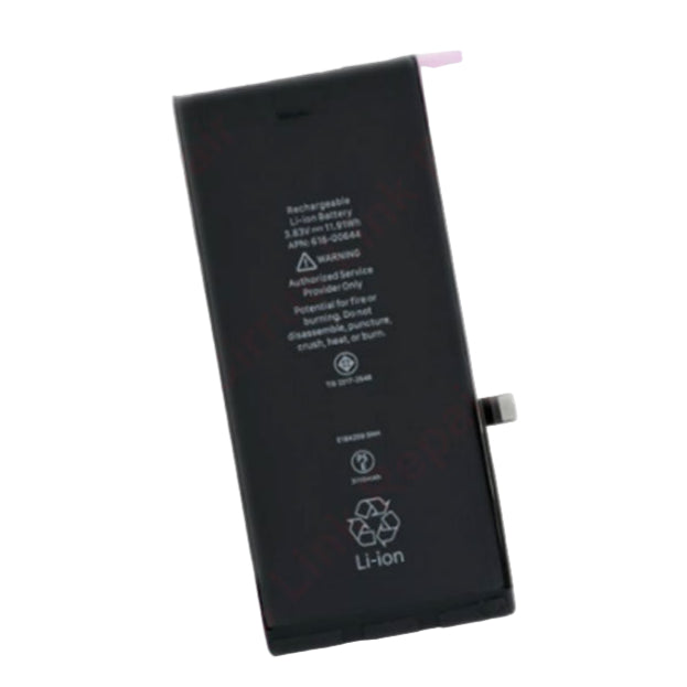 The Cirrus-link Battery Replacement - Apple iPhone 11 Li-ion Battery is a black rechargeable battery with printed specs and warning labels, perfect for replacing your iPhone 11 battery.