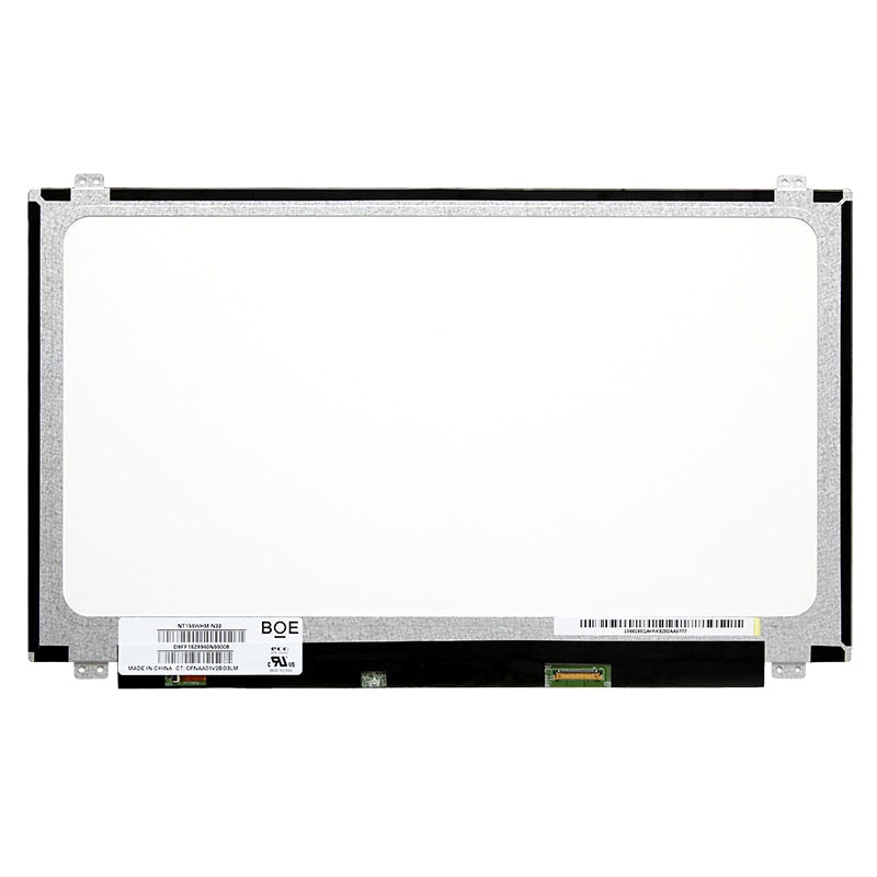 The Cirrus-link Screen Replacement LCD Non-Touch Screen Panel 5D10K81097 NT156WHM-N42 is a 15.6" LED display with white front, metal edges, and bottom connectors—perfect for 1366x768 HD laptop LCD screen replacement.