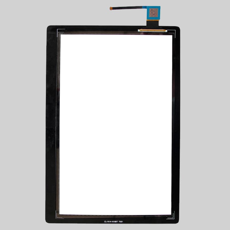 The LENOVO Tab E10 TB-X104F 10.1" Touchscreen Digitizer Assembly Only is a black rectangular replacement panel with a top flex cable, shown on a plain gray background—perfect for replacing your device's screen.