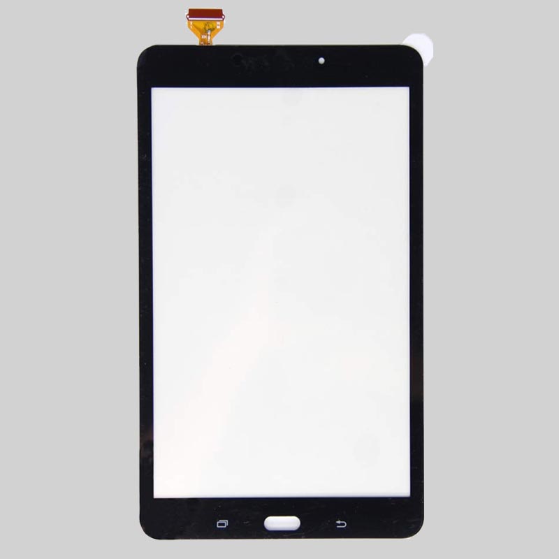 Front view of Cirrus-link Touch Digitizer for Samsung Galaxy Tab A 8.0" (2017) SM-T380/T385, featuring home, back, and recent buttons at the bottom and a ribbon connector at the top for screen replacement.