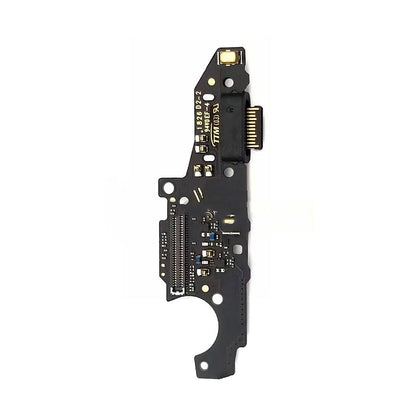 Close-up of an electronic circuit board, including replacement connectors and microchips, mounted on a black rectangular base—ideal for a Dr.Parts Charging Port Board For Huawei Mate 20 X.