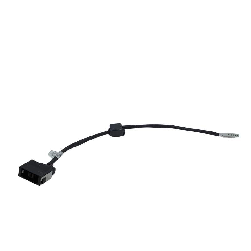 A black cable connected to a white background, providing Cirrus-link's DC Jack DC-604 for LENOVO Z50-70-20354 laptop's charging capability with its replacement power socket.