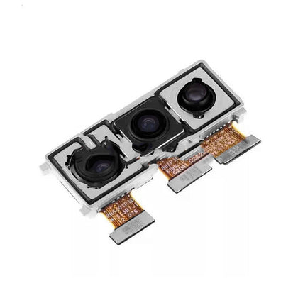 Image of a smartphone triple camera module with connectors on a white background, ideal for an OEM Rear Camera For Huawei Ascend P30 replacement by OG.