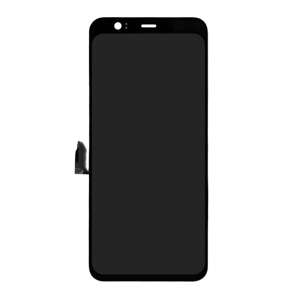 An OG Display Assembly For Google Pixel 4 (Refurbished) (Black) with touch assembly and a flex cable on the left side.