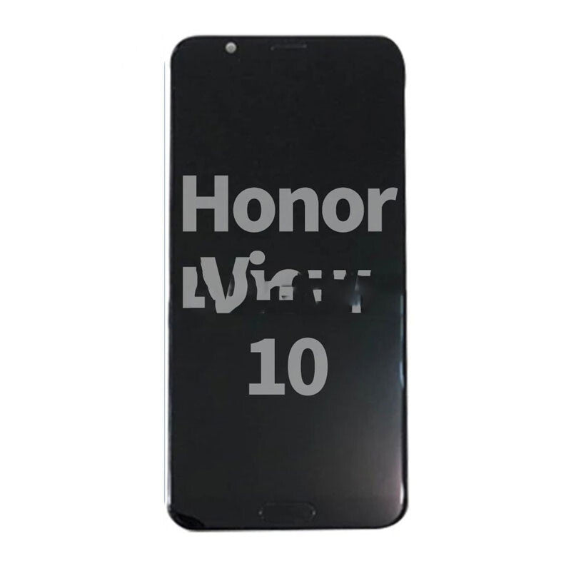 A smartphone showcases the OG Display Assembly With Frame For Huawei Honor View 10 (Midnight Black), proudly displaying "Honor View 10" text on its screen.