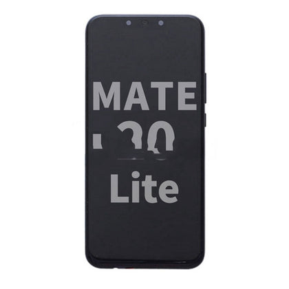 Front view of a smartphone with the words 