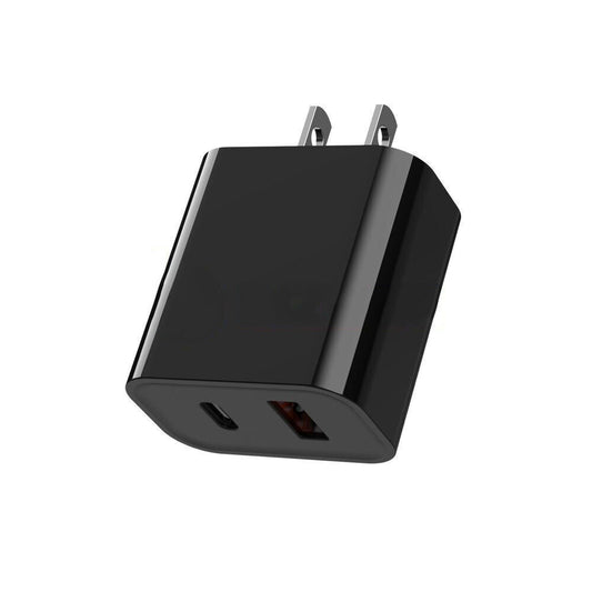 20W Dual Port USB-A+USB-C PD Charger Power Adapter (US Plug) (Black) (Without Packaging)