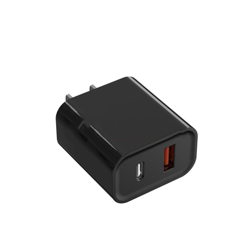 20W Dual Port USB-A+USB-C PD Charger Power Adapter (US Plug) (Black) (Without Packaging)