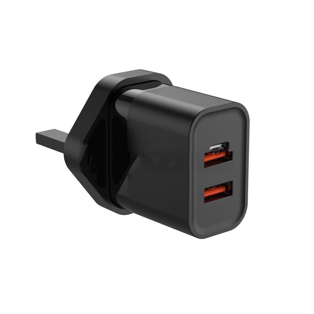 30W Dual Port USB-A+USB-C PD Charger Power Adapter (UK Plug) (Black) (Without Packaging)