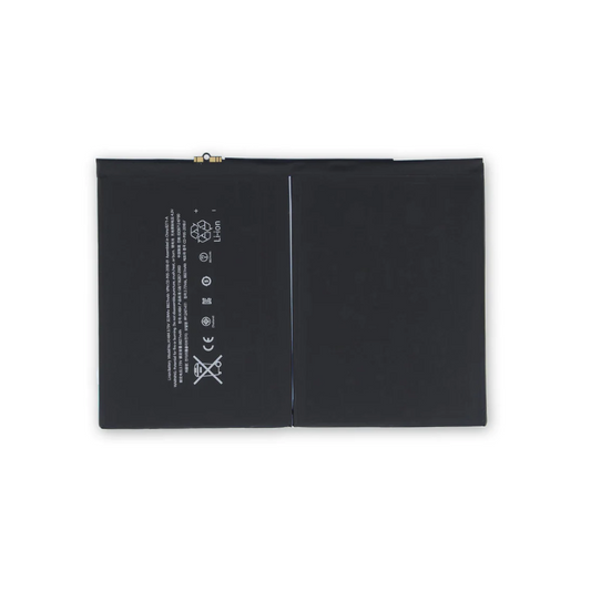 The Cirrus-link iPad Air 2 / Air 2nd Gen Replacement Battery Equivalent A1547 is rectangular and black with white safety symbols and text, shown on a white background.
