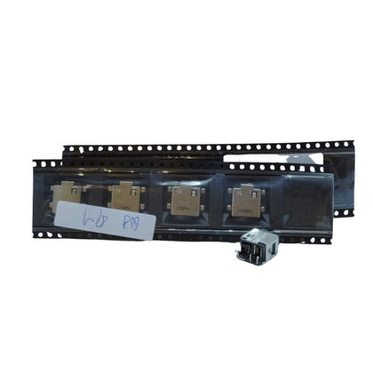 A group of black rectangular objects with a white label, including the Cirrus-link DC Jack DC-609 for Samsung NP550P5C laptop and its power supply.