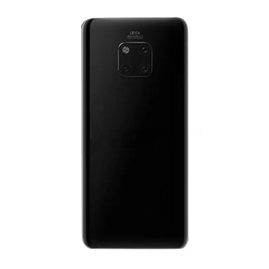 The high-quality black smartphone features a black rectangular camera module with three lenses and a flash, reminiscent of the Back Cover Replacement for Huawei Mate 20 Pro (Black) by Dr.Parts.