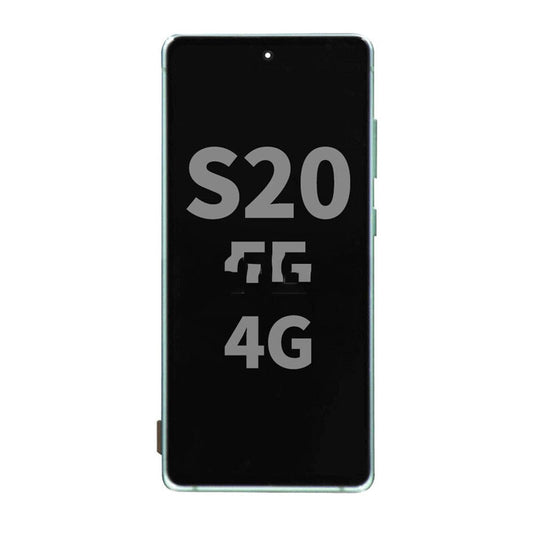 Display Assembly With Frame For Samsung S20 FE 4G/5G (Refurbished) (Cloud Mint)