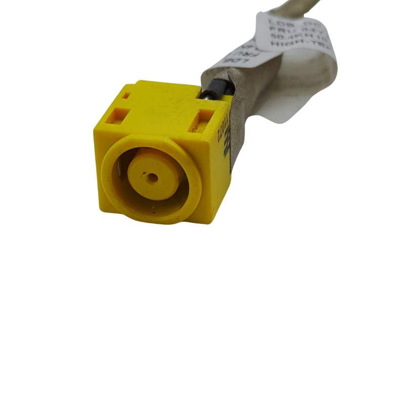 A yellow Cirrus-link DC-611 Jack on a white background, used as a power source for Dell Alienware laptops.