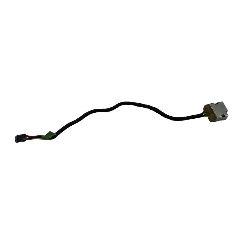 A black cable with a wire attached to it, serving as a power source for Cirrus-link Dell Alienware laptops.