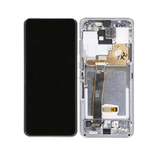 Display Assembly With Frame For Samsung S20 Ultra (G988) (Refurbished) (Cloud White)