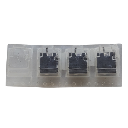 A plastic package with four small plastic boxes for DC Jack A46015 for K480A I3 DI power jacks, manufactured by Cirrus-link.