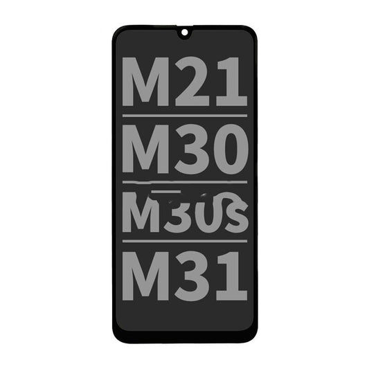 Presenting the high-quality VOK OLED assembly for Samsung M21, M30, M30s, and M31 (M215/M305/M307/M315) models, with model numbers prominently displayed in large grey text on the smartphone screen.