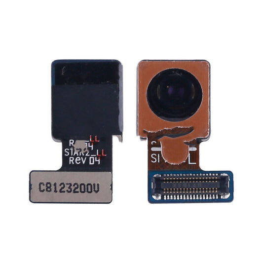 Close-up image of two small electronic components with connectors, one featuring a lens, likely parts of an OG Front Camera Replacement for Samsung Galaxy S9 Plus.