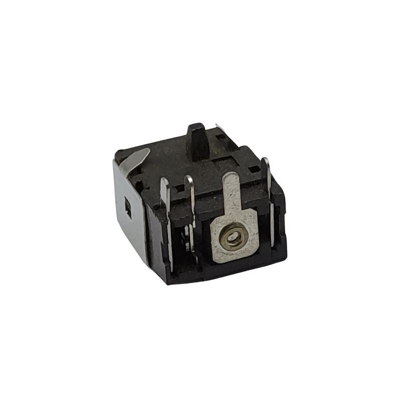 Black Cirrus-link DC Jack DC-624 isolated on a white background, compatible with HP Compaq laptop models as a power connector.