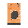 A black EFM Leather Wireless Charger Pad - 15W Qi WPC Certified with USB Wall Adapter packaging, compatible smartphones.