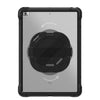 Black OTTERBOX Unlimited Case Pro Pack (Unpackaged) - For iPad 10.2 7th/8th/9th Gen on an iPad, rear view showing the circular stand mechanism, ideal for everyday protection in K-12 classrooms.