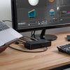 A tidy workspace with an external hard drive connected to a laptop via a BELKIN CONNECT USB4 - Type C USB Cable, displaying 3D modeling software on the monitor, ensuring quick data transfer speeds.