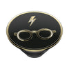 Black and gold circular emblem featuring a lightning bolt and glasses, designed for swappable PopTops, designed for PopSockets PopGrip Licensed - Harry Potter by POPSOCKETS.