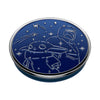 Decorative round object with constellations and astrological symbols embossed on a dark blue background, featuring PopSockets PopGrip Licensed - Enamel Mandalorian for easy handling and wireless charging compatibility.