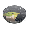 A badge featuring an illustrated character resembling a young Yoda from the Star Wars franchise, set against a starry night background with swappable PopTops.
Product Name: POPSOCKETS PopGrip Licensed - Star Wars Mandalorian Grogu Force