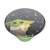 Illustration of a character resembling baby yoda from the Star Wars series on a circular background designed for swappable PopGrips with a space motif.