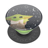 PopSockets PopGrip Licensed - Star Wars Mandalorian Grogu Force featuring an illustration of a green, small-eared, alien character with a space-themed background and swappable PopTops.