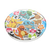 Decorative plate featuring colorful illustrations of Pikachu, Bulbasaur, Eevee, and Charmander with floral patterns and swappable PopSockets PopGrip Licensed - Pokemon Multi.