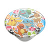 A POPSOCKETS pop-up container adorned with various Pokémon character illustrations and swappable PopTops.