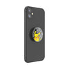 Black smartphone with a PopSockets PopGrip Licensed - Hey Pikachu featuring a Pikachu design on the back, compatible with wireless charging thanks to swappable PopTops.