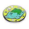 A colorful illustration of a sleeping Bulbasaur Pokémon on a yellow background with white flowers, designed on a circular POPSOCKETS PopGrip Licensed - Bulbasaur Nap surface with swappable PopTops.
