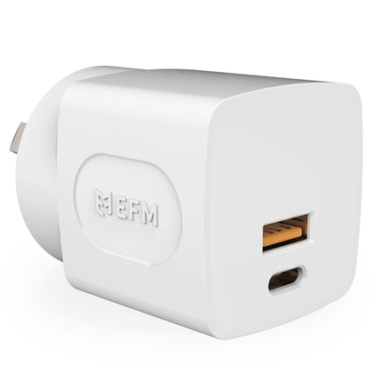 EFM 30W Dual Port Wall Charger - With Power Delivery and PPS Technologies - White