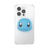 Clear smartphone case with a graphic of Squirtle, a blue turtle-like Pokémon character, on the back and an integrated POPSOCKETS PopGrip Licensed (Gen2) - Popout Squirtle Face for enhanced grip.