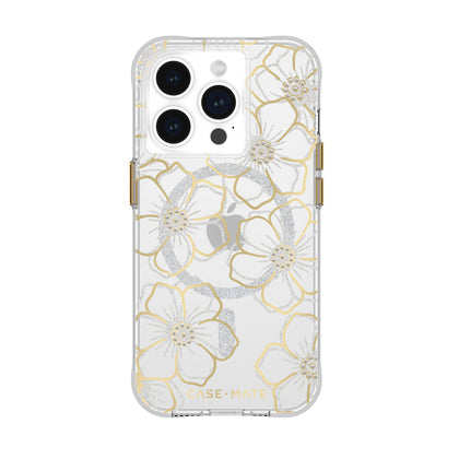 Case-Mate Floral Gems MagSafe Case - For iPhone 15 Pro - Gold