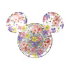A transparent Mickey Mouse head silhouette filled with colorful flowers and featuring swappable PopTops for easy wireless charging with the PopSockets PopGrip Licensed (Gen2) - Disney Translucent Mickey Mouse Cascading Flowers from POPSOCKETS.