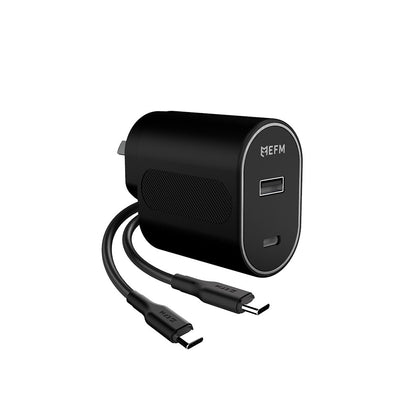 EFM 60W Dual Port Wall Charger - With Type C to Lightning Cable 1M