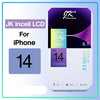 Packaging of the Cirrus-link JK Incell iPhone 14 LCD Screen Replacement, showcasing a 6.1-inch JK Incell LCD display with Incell technology, clear vision, strong light, touch sensitivity, and smooth visuals.