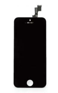 Black smartphone screen with a home button and connector attachment at the top, featuring an LCD touch digitizer. Perfect for an iPhone 5C screen replacement. Cirrus-link Screen iPhone 5C (Black) Compatible LCD Touch Digitiser High Brightness Screen (After Market).