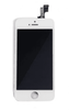 White smartphone screen replacement with a detached connector visible at the top, Cirrus-link Screen iPhone 5S / SE (White) Compatible LCD Touch Digitiser High Brightness Screen (After Market).