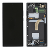 A disassembled smartphone, specifically showcasing a Cirrus-link Screen Samsung S22 Service Pack – Grey on the left, and internal components on the right, including circuits, connectors, and a battery compartment. This high-quality screen replacement pack ensures durability with premium materials for a lasting fix.