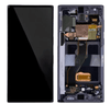 A smartphone with the screen intact, shown next to its exposed internal components including circuit boards and wiring, highlights the high-quality replacement screen from the Cirrus-link Screen Samsung Note 10 Service Pack – Black.