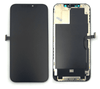 Image of a smartphone screen assembly and internal components disassembled, placed side by side on a white background, featuring a Cirrus-link Screen iPhone 14 Compatible LCD Touch Digitiser Screen (RJ Incell).