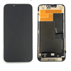 Two smartphone screens displayed; on the left is the front view showing a blank screen, and on the right is the rear view exposing internal components and connectors. This high-quality Cirrus-link Screen iPhone 13 Pro LCD Ori demonstrates the precision expected in an iPhone 13 Pro screen replacement, featuring genuine LCD Ori parts.