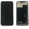 Two components of a smartphone: the Cirrus-link Screen iPhone 13 mini Ori on the left and the opened back with internal circuitry exposed on the right.