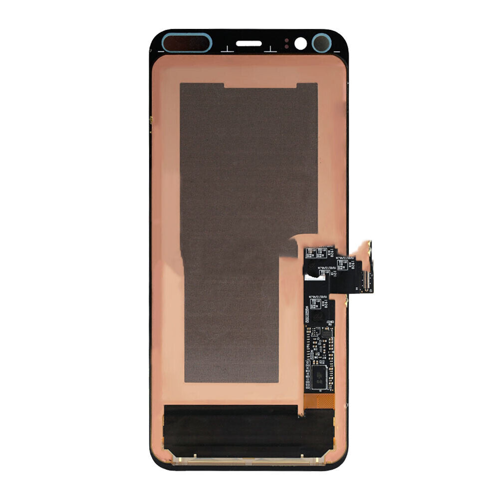 Image of a refurbished product showcasing a Display Assembly For Google Pixel 4 (Refurbished) (Black) with OG display components, revealing the backside with exposed circuitry and touch assembly connectors.